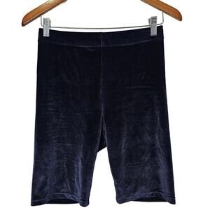 Fabletics Velour Bike Shorts Womens Medium Blue Stretch Shimmer Whimsygoth Fairy